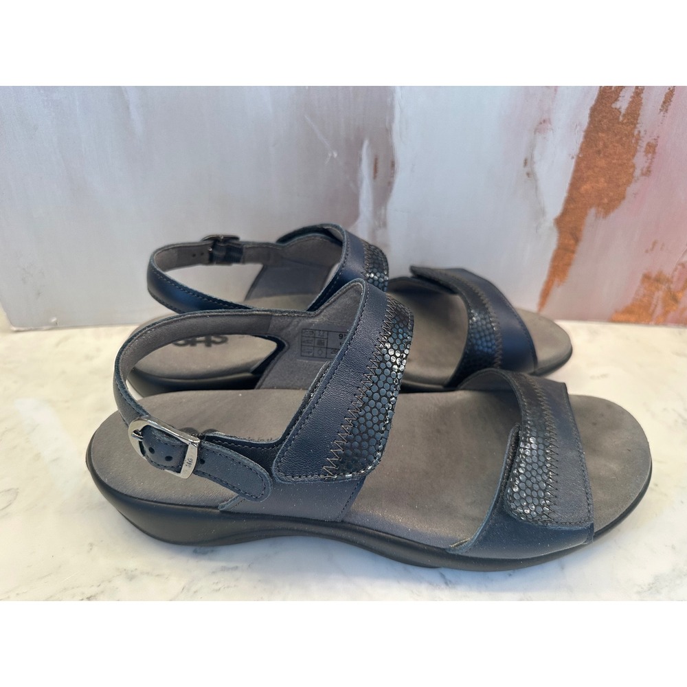 SAS Women's Nudu Heel Strap Sandal Sz 10W Suede Navy Blue Comfort Travel Support - Picture 7 of 11